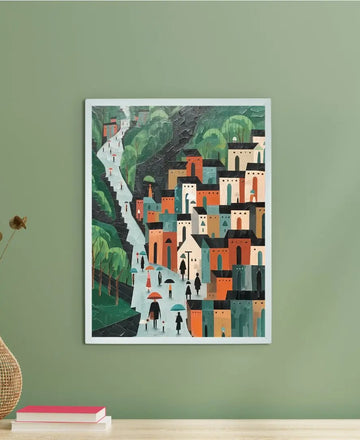 Sowpeace's Handcrafted Nordic Rainy Day Hills Canvas Art – Premium Indian-Inspired Wall Print for Elegant Modern Home Decor — alternate view