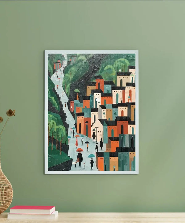 Sowpeace's Handcrafted Nordic Rainy Day Hills Canvas Art – Premium Indian-Inspired Wall Print for Elegant Modern Home Decor — image 2