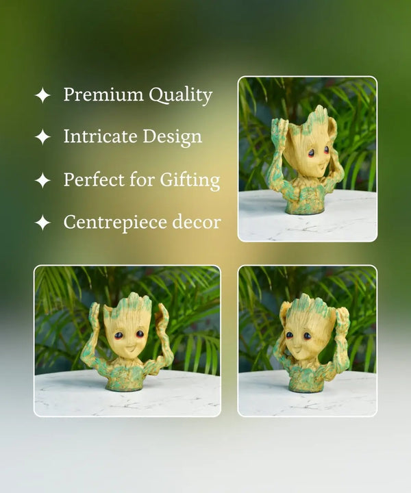 Groot Figurine Planter with Hands Up | Sowpeace Artisan Home Decor & Functional Design — image 3