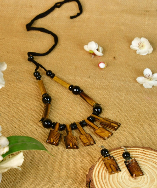 Handcrafted Bamboo Necklace with Hammer Figures by Sowpeace — main view