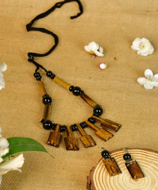Handcrafted Bamboo Necklace with Hammer Figures by Sowpeace — main view