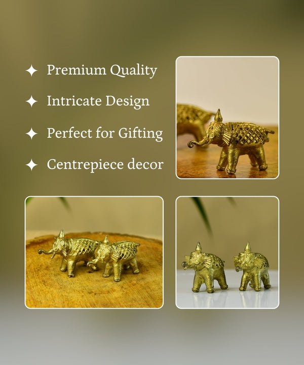 Handcrafted Brass Dhokra Elephant Tabletop Decor: Artisan Elegance for Home. — image 3