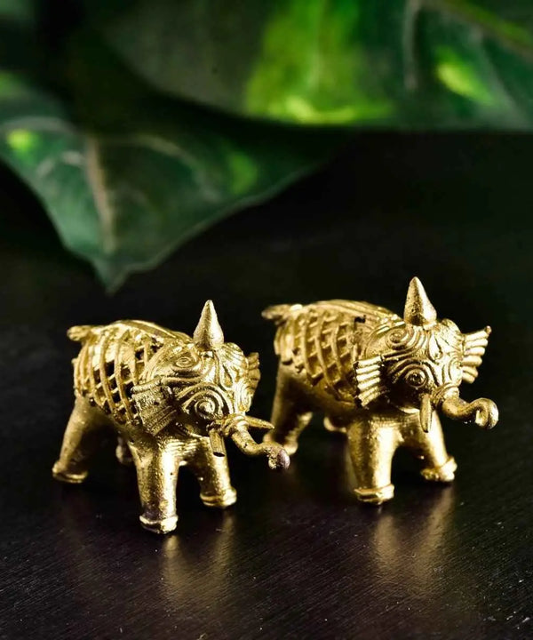 Handcrafted Brass Dhokra Elephant Tabletop Decor: Artisan Elegance for Home. — image 6