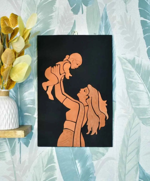 Handcrafted Terracotta Mother-Son Wall Art Masterpiece — image 6