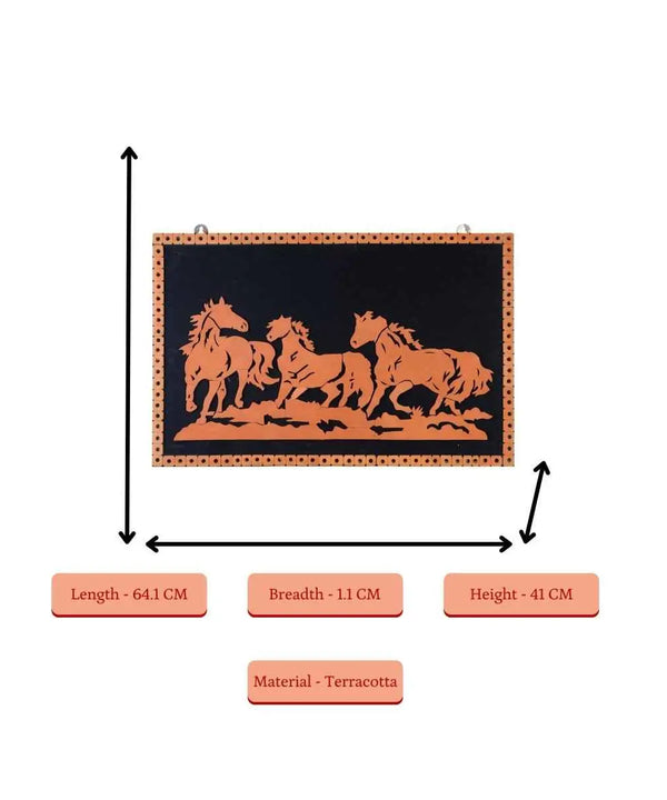Handcrafted Terracotta Running Horse Wall Art Décor — image 4