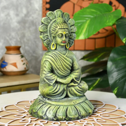 Handcrafted Terracotta Sitting Buddha: Artisan Home Decor by Sowpeace