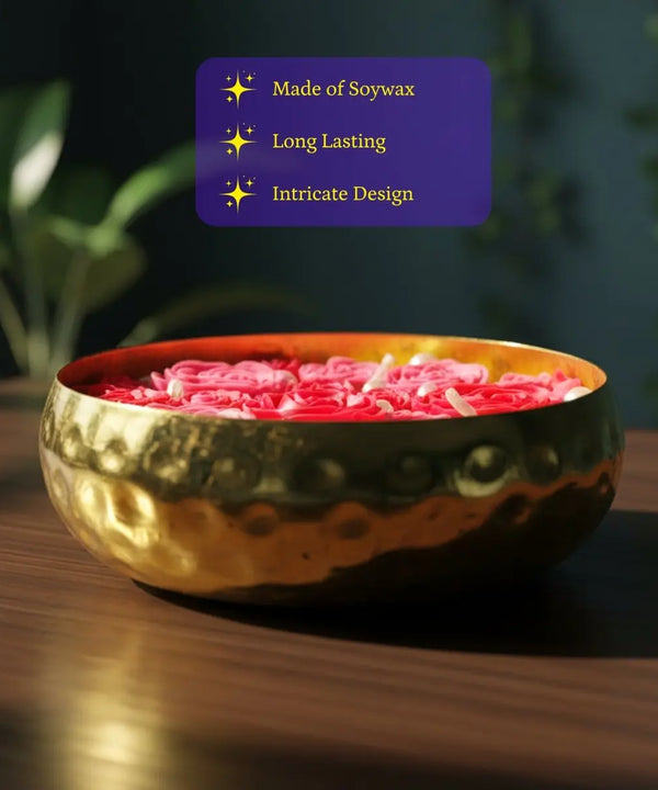 Large Soy Wax Candle in Metal Pot with Small Red Roses – 12 cm Red Décor Gift — image 2