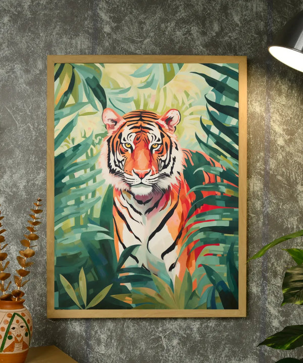 Sowpeace Harmony: Find Your Handcrafted Abstract Tiger – Premium Indian-Inspired Canvas Art for Stylish Home Interiors — image 4