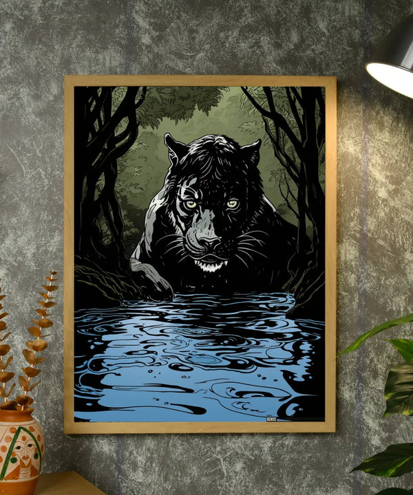 Sowpeace Harmony: Find Your Handcrafted Abstract Black Panther – Premium Indian-Inspired Canvas Art for Stylish and Elegant Interiors — image 4