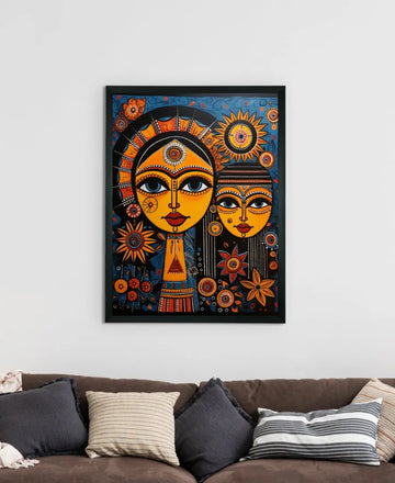 Find Your Connection: Sowpeace Handcrafted Abstract Art – Premium Indian-Inspired Canvas Print for Elegant Home Interiors — alternate view