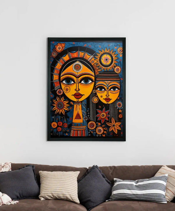 Find Your Connection: Sowpeace Handcrafted Abstract Art – Premium Indian-Inspired Canvas Print for Elegant Home Interiors — image 2