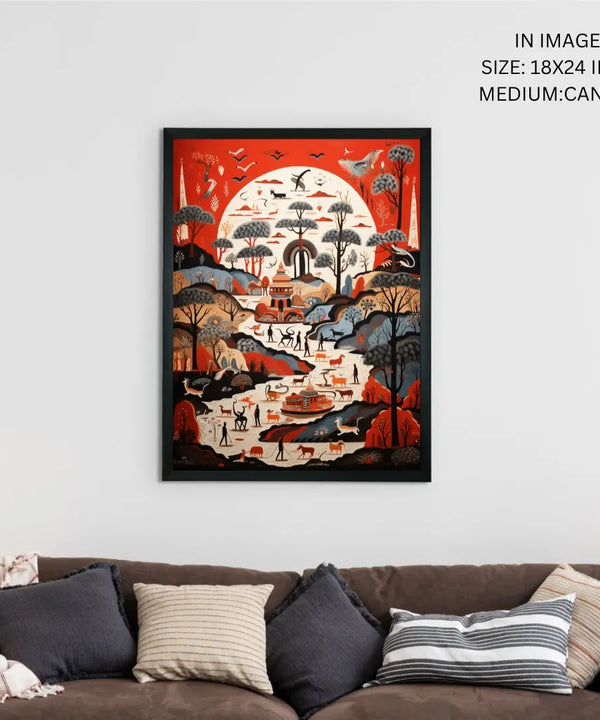 Sowpeace Serenity: Handcrafted Sunlit Birdsong Symphony – Premium Indian-Inspired Canvas Print for Elegant Home Decoration — image 5