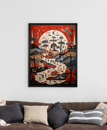 Sowpeace Serenity: Handcrafted Sunlit Birdsong Symphony – Premium Indian-Inspired Canvas Print for Elegant Home Decoration — alternate view