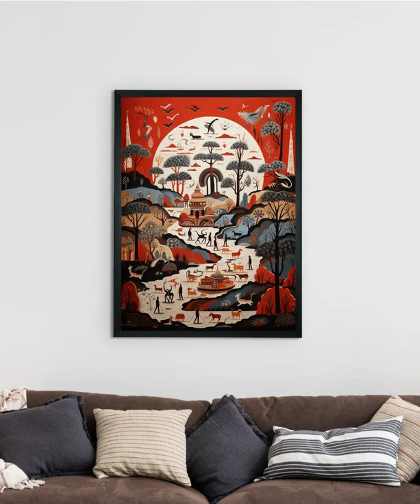 Sowpeace Serenity: Handcrafted Sunlit Birdsong Symphony – Premium Indian-Inspired Canvas Print for Elegant Home Decoration — image 2
