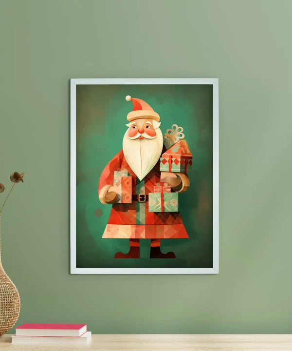 Sowpeace Santa: Premium Ho-Ho-Holiday Bliss Canvas – Handcrafted Indian-Inspired Wall Art for Festive Home Decoration — main view