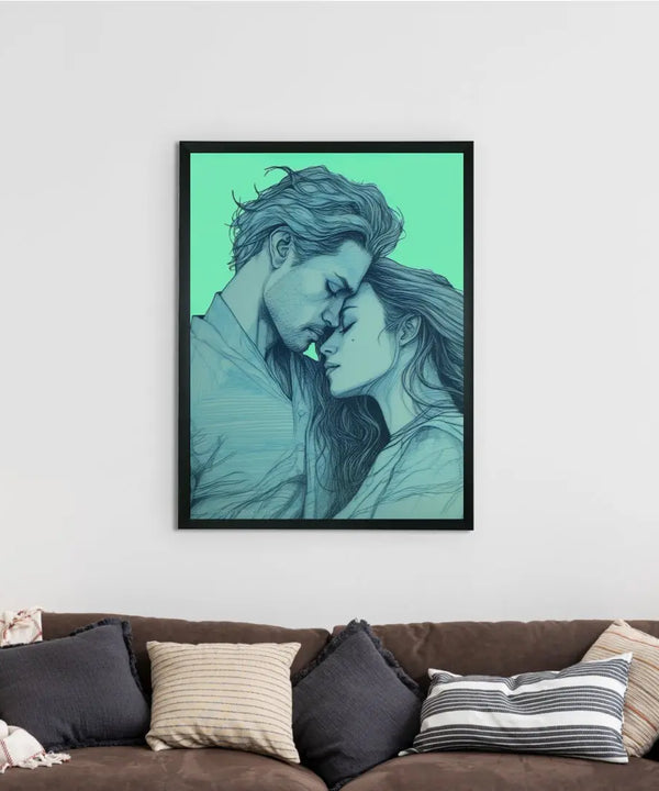 Sowpeace's Handcrafted Minimalist Romance Line Drawing Wall Art – Premium Indian-Inspired Canvas Print for Modern Home Aesthetics — image 2