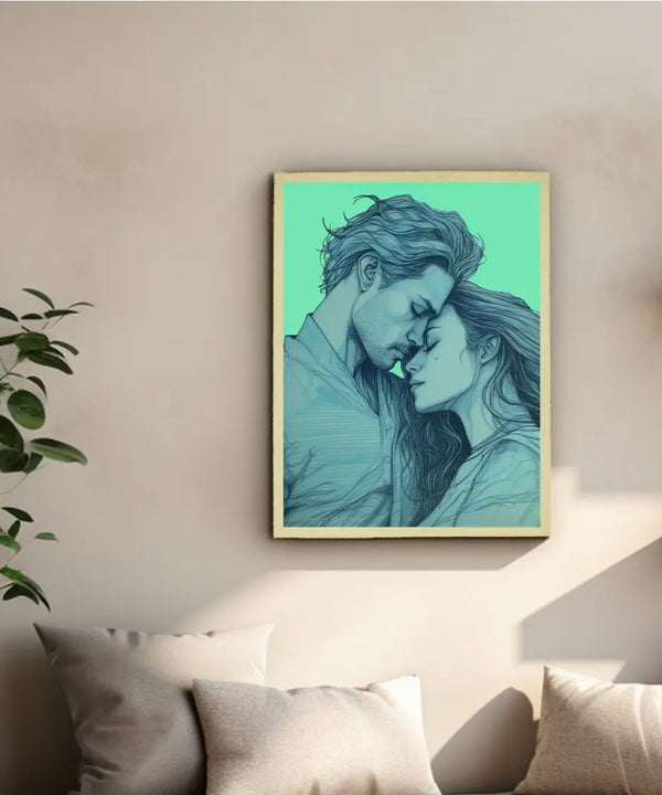 Sowpeace's Handcrafted Minimalist Romance Line Drawing Wall Art – Premium Indian-Inspired Canvas Print for Modern Home Aesthetics — image 4