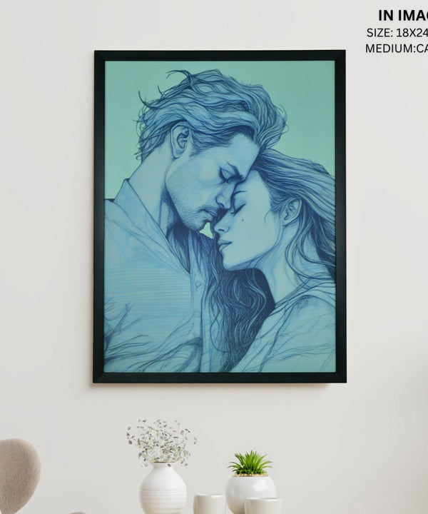 Sowpeace's Handcrafted Minimalist Romance Line Drawing Wall Art – Premium Indian-Inspired Canvas Print for Modern Home Aesthetics — image 5