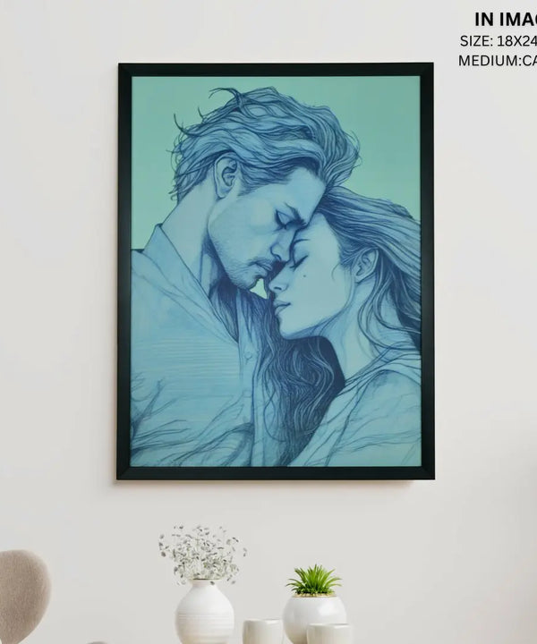 Sowpeace's Handcrafted Minimalist Romance Line Drawing Wall Art – Premium Indian-Inspired Canvas Print for Modern Home Aesthetics — image 5