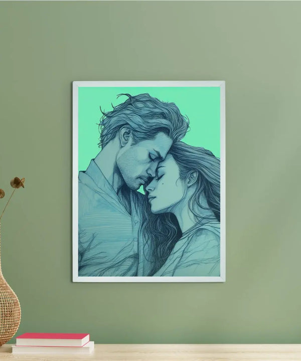 Sowpeace's Handcrafted Minimalist Romance Line Drawing Wall Art – Premium Indian-Inspired Canvas Print for Modern Home Aesthetics — main view