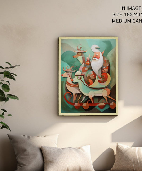 Reindeer Flight: Premium Abstract Wall Art by Sowpeace – Handcrafted Indian-Inspired Canvas for Festive and Elegant Home Interiors — image 5