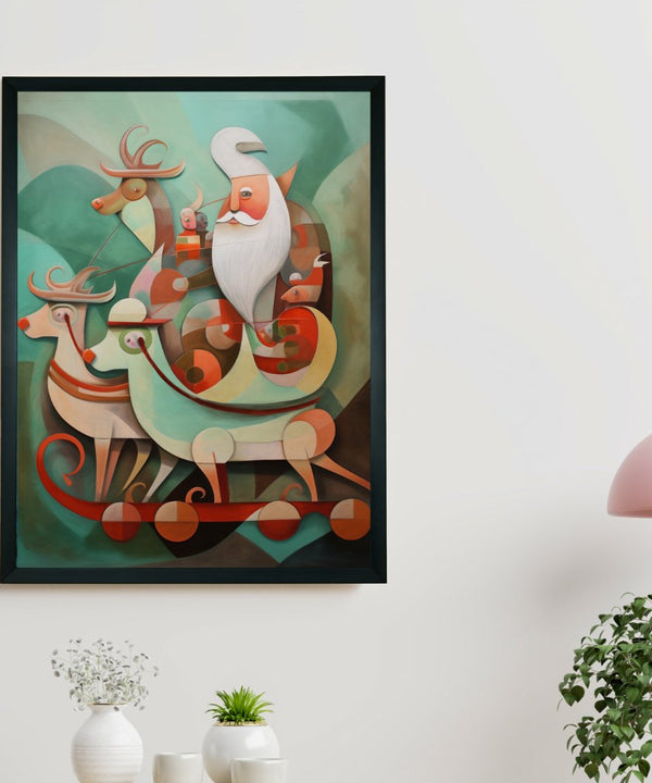 Reindeer Flight: Premium Abstract Wall Art by Sowpeace – Handcrafted Indian-Inspired Canvas for Festive and Elegant Home Interiors — image 2
