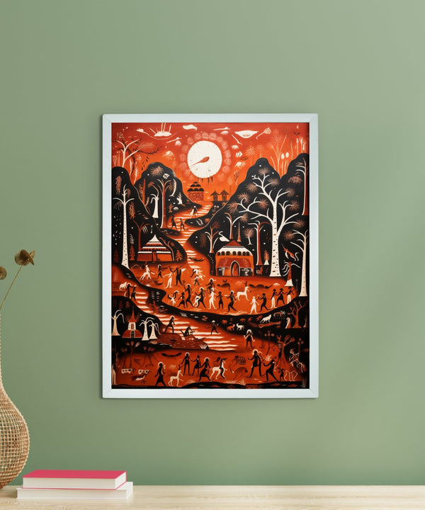 Sowpeace Serenity: Handcrafted Peaceful Mountain Wall Art – Premium Indian-Inspired Canvas Print for Modern Home Decor — main view