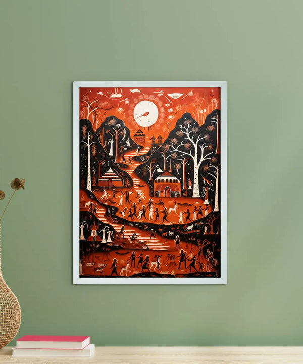 Sowpeace Serenity: Handcrafted Peaceful Mountain Wall Art – Premium Indian-Inspired Canvas Print for Modern Home Decor — main view