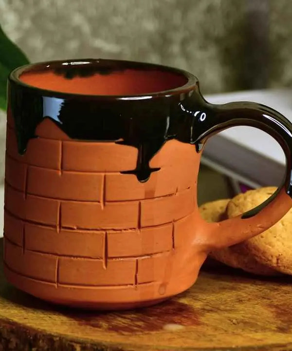 Sculpted Terracotta Coffee Mug: Stylish Functionality — main view