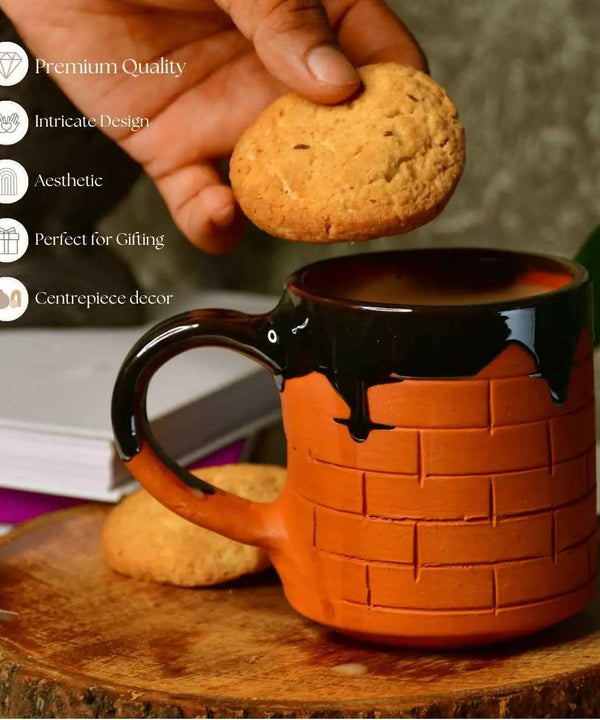 Sculpted Terracotta Coffee Mug: Stylish Functionality — image 5