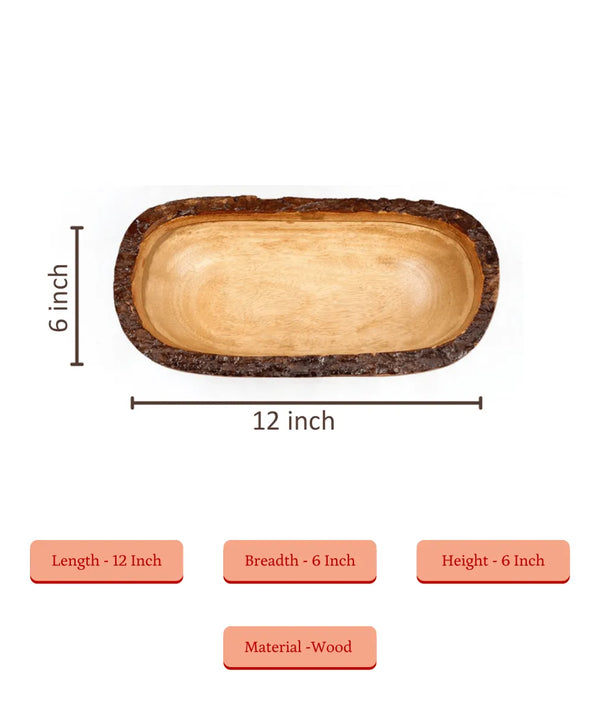 Sowpeace 12-Inch Acacia Wood Oval Decor Bowl — image 5