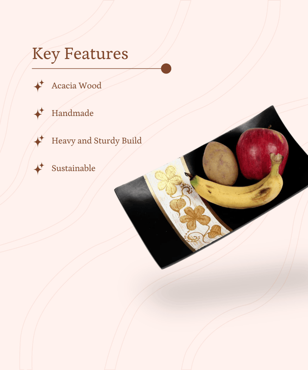 Sowpeace 12-Inch Elegant Black Acacia Wood Tray — image 2