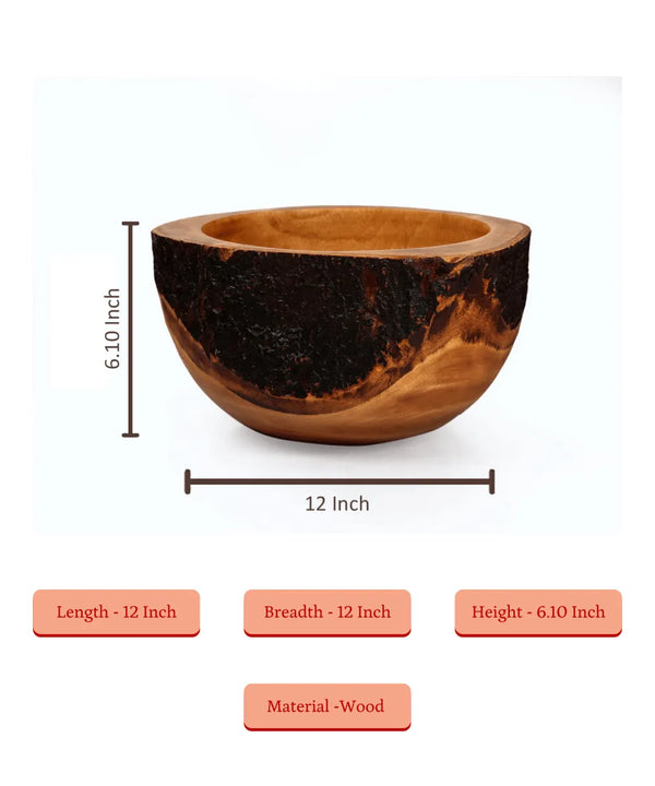 Sowpeace 12-Inch Premium Round Acacia Wood Bowl — image 5