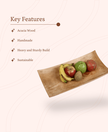 Sowpeace 14-Inch Elegant Acacia Wood Tray — alternate view