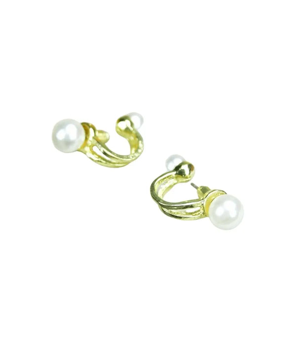 Sowpeace 2 Beads Crescent Gold Stainless Steel Earrings | Elegant One‑Size Lightweight Jewelry for Women & Daily Wear — image 5