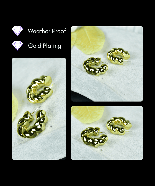 Sowpeace 3/4 Twisted Textured Round Golden CCB Earrings | Elegant One‑Size Lightweight Jewelry for Women & Daily Wear — image 3