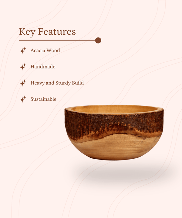 Sowpeace 6-Inch Natural Acacia Wood Round Bowl — image 2