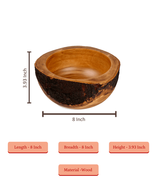 Sowpeace 8-Inch Traditional Acacia Wood Round Bowl — image 5