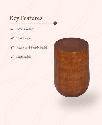 Sowpeace Acacia Wood Artisan Sitting Stool — alternate view