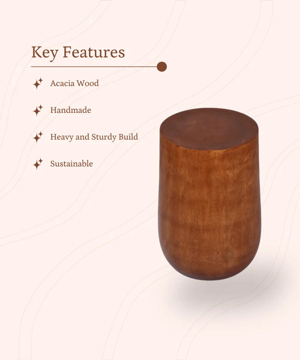 Sowpeace Acacia Wood Artisan Sitting Stool — image 2