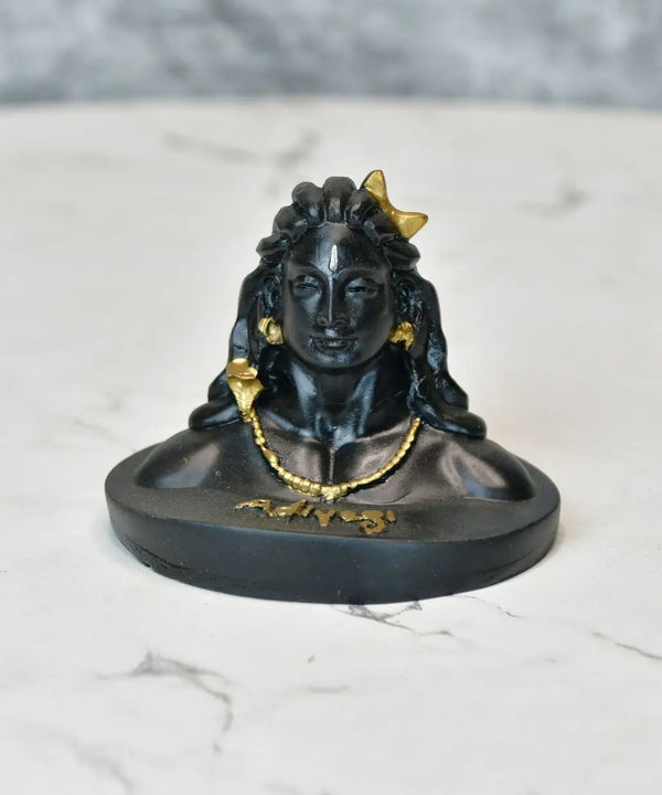 Sowpeace Adiyogi Shiva Statue 3 Inch | Mini Black Idol for Meditation, Home Décor & Spiritual Gift — main view