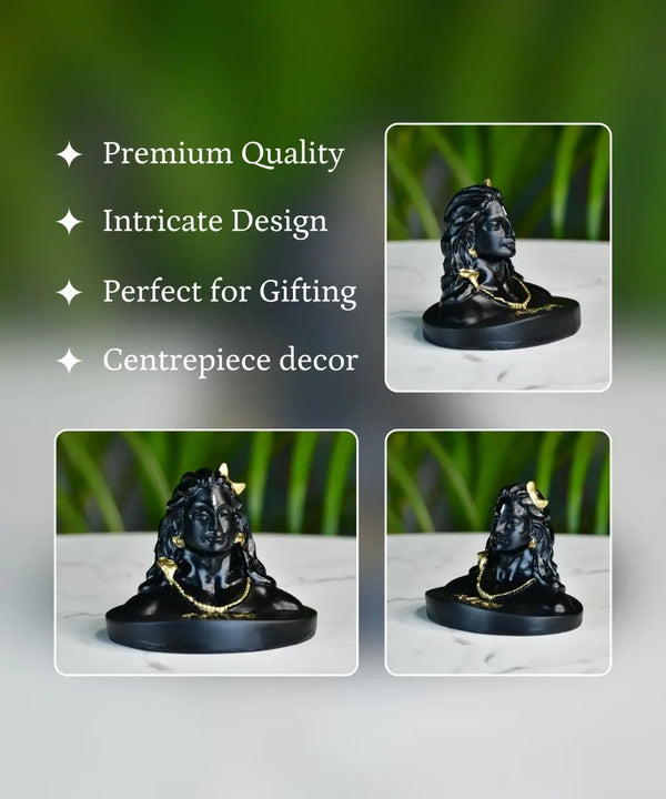 Sowpeace Adiyogi Shiva Statue 3 Inch | Mini Black Idol for Meditation, Home Décor & Spiritual Gift — image 3