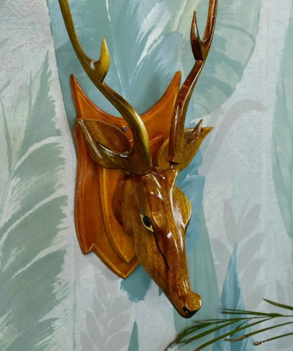 Sowpeace Artisan Wooden Deer Head: Exquisite Home Decor — main view
