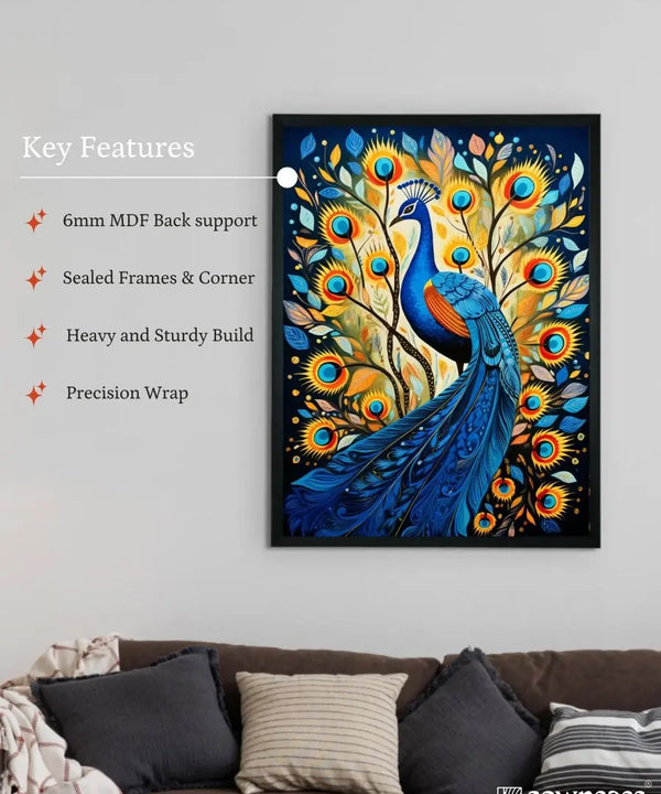 Sowpeace Aura: Embrace Peacock's Harmony – Premium Handcrafted Canvas Art for Modern and Elegant Home Decoration — image 6