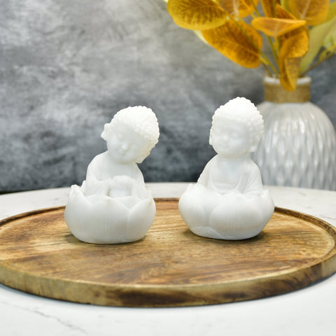 Sowpeace Baby Monk Set | Elegant White Resin Spiritual Figurines for Peaceful Home Décor & Gifting