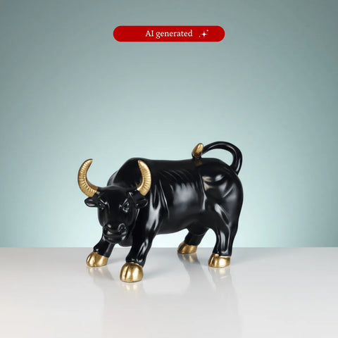 Sowpeace Black Bull Decor | Bold Resin Animal Figurine for Modern Home & Office Décor, Gifting