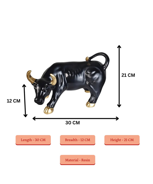 Sowpeace Black Bull Decor | Bold Resin Animal Figurine for Modern Home & Office Décor, Gifting — image 5