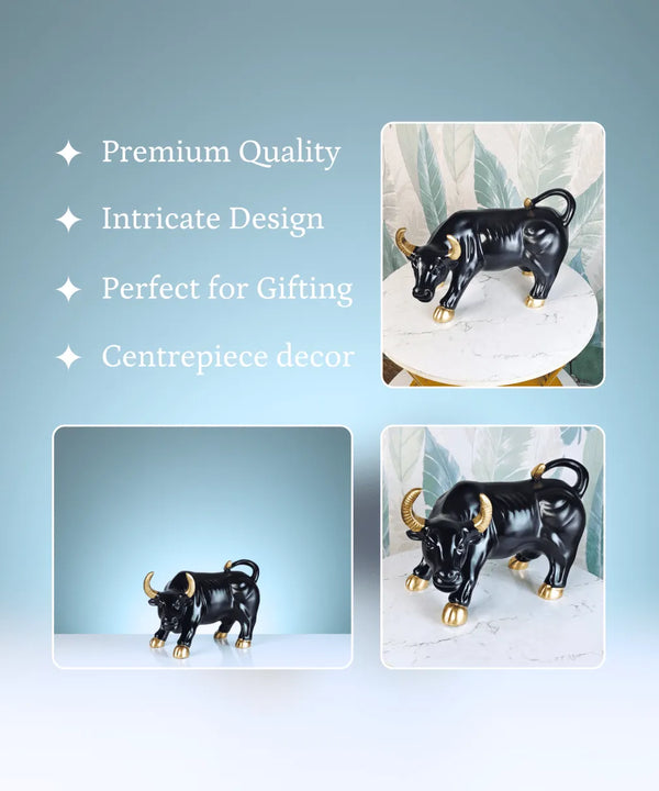Sowpeace Black Bull Decor | Bold Resin Animal Figurine for Modern Home & Office Décor, Gifting — image 3