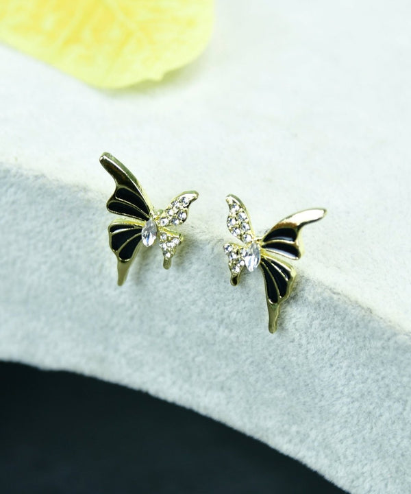 Sowpeace Black Butterfly Crystal Gold Stainless Steel Earrings | Elegant One‑Size Lightweight Jewelry for Women & Daily Wear — main view