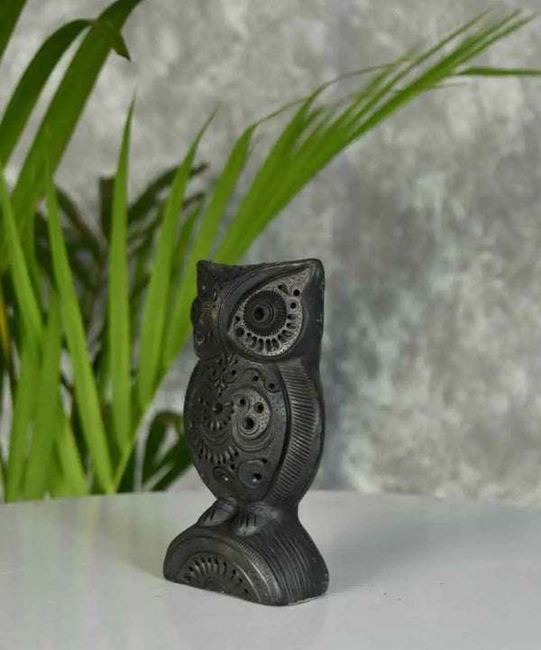Sowpeace Black Terracotta Artisanal Owl: Tabletop Decor — image 3